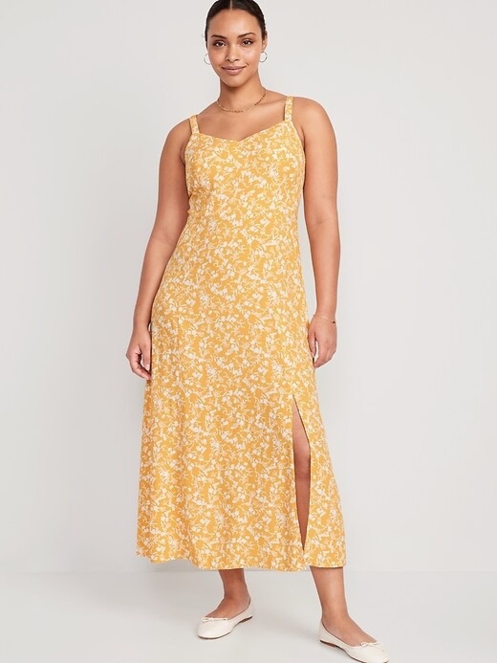 NWOT Old Navy Floral Maxi Slip Yellow Dress
